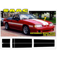 1987-93 Mustang Saac Hatchback w/ No Spoiler 8pc Dual Lemans Custom Stripe Kit - Black