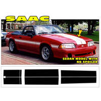 1987-93 Mustang Saac Sedan w/ No Spoiler 8pc Dual Lemans Custom Stripe Kit - Black