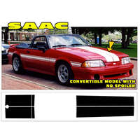 1987-93 Mustang Saac Convertible w/ No Spoiler 8pc Dual Lemans Custom Stripe Kit - Black