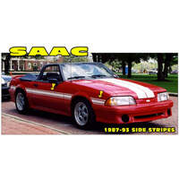 1987-93 Saac Mustang Triple Racing Side Stripe w/ No Designation - Reflective Black