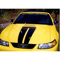 1999-03 Mustang Dual Scoop Hood Stripe Kit (Style 1 Hood) Black