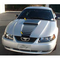 1999-03 Mustang Reverse Fade Scoop Hood Decal Kit (Style 2 Hood) Black