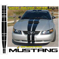 1999-04 Mustang GT Lemans Hardtop Stripe Kit (Style 2 Hood) Black