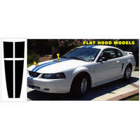 1999-03 Mustang V6 Dual Hood Stripes (Style 1 Hood) Black