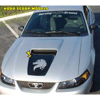 1999-04 Mustang GT Square Nose Hood Decal w/ Horse Head Cutout (Style 2 Hood) Black