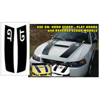 1999-04 Mustang Dual Hood Stripe w/ GT Designation Cutout (Style 123 Hood) Black