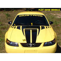 1999-03 Mustang Claw Hood & Faders & Dual Scoop Decal (Style 1 Hood) Black