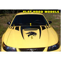 1999-03 Mustang 4pc Claw Hood & Faders & Horse Head Decal Kit (Style 1 Hood) Black