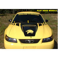 1999-03 Mustang Claw Hood & Faders - Square Nose w/ Horse Head Cut Out Decal Kit (Style 1 Hood) Black