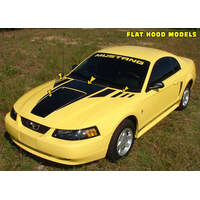 1999-03 Mustang 4pc Claw Hood - Faders & Square Nose Decal (Style 1 Hood) Black