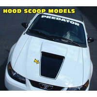 1999-04 Mustang Square Nose Hood Decal w/ Pinstripe (Style 2 Hood) Black