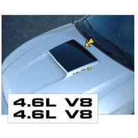 1999-04 Mustang 3pc Blackout Hood Scoop Decal & 46L V8 Decal Pair - Black