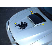 1999-04 Mustang 4pc Blackout Hood Scoop Decal Kit w/ Horse Head Decal Kit & 46L V8 Decal Kit Pair - Black