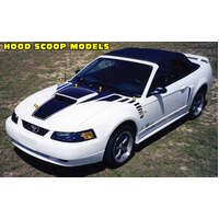 1999-04 Mustang GT Boss Style Claw-Fader Hood Decal Set w/ Scoop Blackout Decal - Black