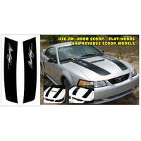 1999-04 Mustang Dual Hood Stripe w/ Mustang (In Script) Designation - Black