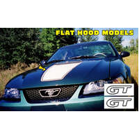 1999-03 Mustang Square Nose Hood Decal w/ Pinstripe & GT Outline Decals (Style 1 Hood) Black