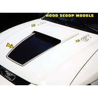 1999-04 Mustang Square Nose 3pc Hood Decal w/ Pinstripe & GT Outline Decal Kit - Black