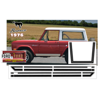 1976 Bronco Explorer Hood & Side Stripe Kit - Wimbeldon White (Antique)