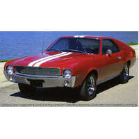 1968-69 AMX Go Pack/Dual Stripes Over Hood Roof & Trunk - Black