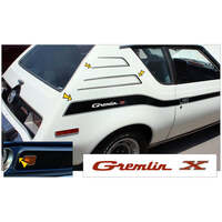 1973 Gremlin X Side Stripes (Includes Front Grill Stripe & Kit Has ' Gremlin X' Name) Black