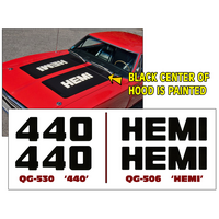 1970 Charger Hood Decal Set - 'Hemi' Style, Reflective Black