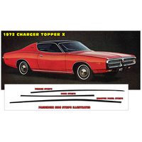 1972 Dodge Charger Topper X Upper Body Side Stripe Kit - Gloss Black