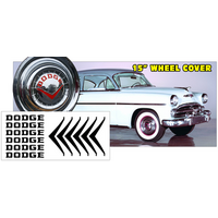 1954 Dodge Royal 15" Hub Cap Decal Inserts (Includes Dodge & Logo) Gloss Black