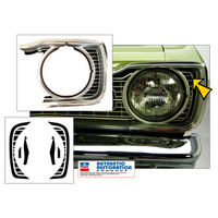 1973-76 Dodge Dart Headlight Bezel Insert Decals - Matt Black