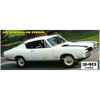 1969 Barracuda Lower Body Kit & '340' Fender Decal Set w/ 'Cuda' Name - White