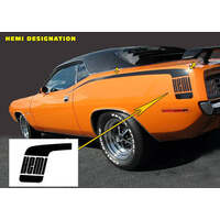 1970 Barracuda Hockey Stick Stripe Kit w/ 'Hemi' Designation - Matt Black