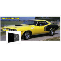 1971 Barracuda Cuda Billboard Stripe Kit w/ 340 Designation - Matt Black