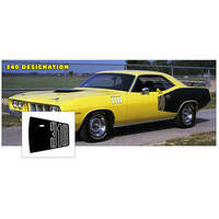 1971 Barracuda Cuda Billboard Stripe Kit w/ 318 Designation - Matt Black