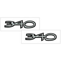 1970-72 Duster 340 Fender Decal Set - White Reflective w/ Gloss Black Outline