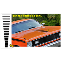 1971-72 Plymouth Duster Center Hood Strobe Stripe Decal - Gloss Black