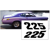 1971-74 Duster Quarter Panel Decal Set (225 Numerals) Gloss Black