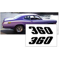 1971-74 Duster 360 Quarter Panel Decal Set - Black