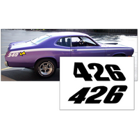 1971-74 Duster Quarter Panel Decal Set (426 Numerals) Matt Black