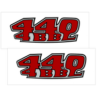 1969 Plymouth 440 4BBL Hood Decal Set - White Reflective w/ Black Outline & Red