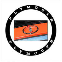 1971 GTX/Plymouth Road Runner 'Header Panel' Circle Decal - Black Circle w/ White Text