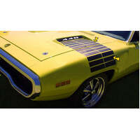 1972 Plymouth Road Runner Hood To Fender 'Tank Tracks' Hood Stripe Kit - Black Reflective