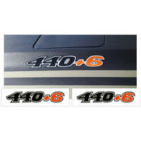 1970 '440+6' Hood Decal Set - White Reflective/Black/Red