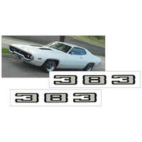 1971-72 Plymouth Roadrunner/GTX '383' Fender Decal Set - White Reflective w/ Black Outline