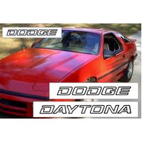 1987-91 Dodge Daytona 3pc Name Decal Kit - Gloss Black