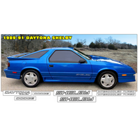 1989-91 Dodge Daytona Shelby 7pc Decal Kit - Gloss Black