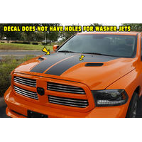 2009-18 Dodge Ram Sport Hood Dual Stripes w/out Washer Jet Cutouts - Matt Black