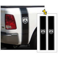 Dodge Truck Vertical Bed Stripe Kit w/ Ram Head Designation (Approx 8½ Wide x 50 Tall) Black