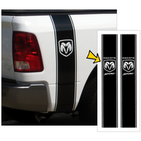 Dodge Dakota Truck Vertical Bed Stripe Kit w/ Dakota Ram Head Sport Designation (Approx 85 Wide x 50 Tall) Black