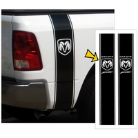 Dodge Dakota Truck Vertical Bed Stripe Kit w/ Dakota Ram Head Sport Designation (Approx 85 Wide x 50 Tall) Matt Black