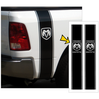 Dodge Dakota Truck Vertical Bed Stripe Kit w/ Dodge Ram Head Dakota Designation (Approx 85 Wide x 50 Tall) Black