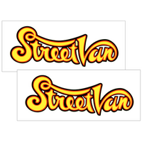 1976-78 Dodge Street Van Side Body Decal Set (Size: 3-1/2 x 10 Long) Yellow w/ Red Outline & Black Outer Border